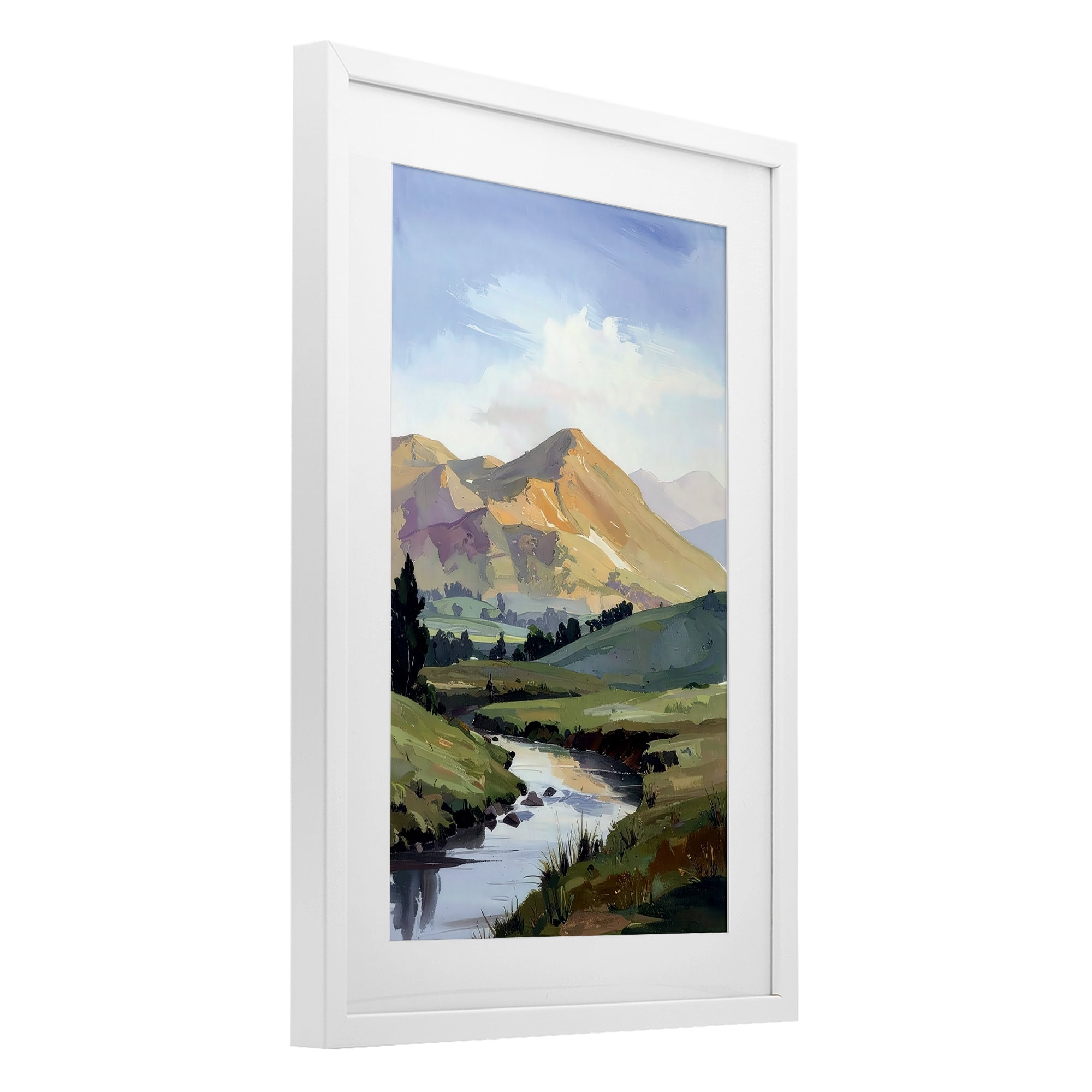 Stupell Industries Across The Valley White Framed Print Under Glass, design by Alonza Saunders