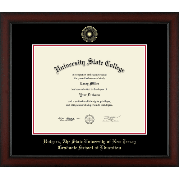 Rutgers University Graduate School of Education Diploma Frame, Document Size 14" x 11"