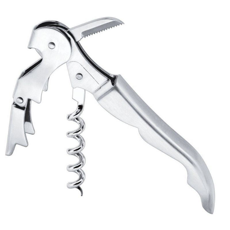 DOUBLE HINGED STAINLESS STEEL PROFESSIONAL WAITERS "WINE KEY" CORKSCREW-OPENER 