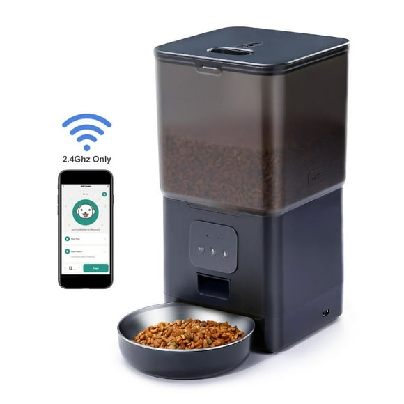 Pet Automatic Feeder 6L Large Capacity Customize Feeding Plan Dry Food Dispenser with Stainless Steel Bowls WIFI US Plug