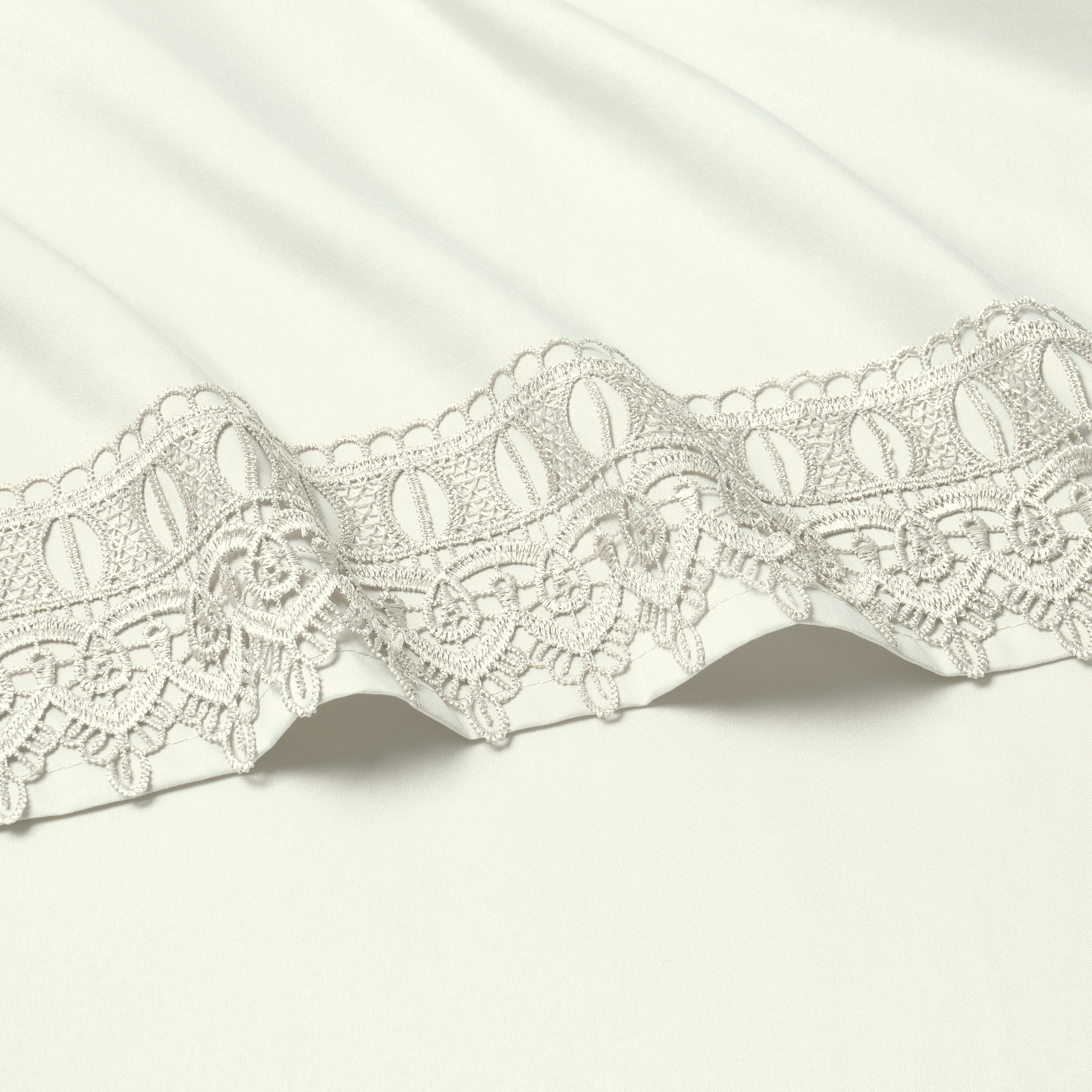 Bamboo Comfort Lace Crochet Embroidery 4 Piece Sheet Set - Ivory - King