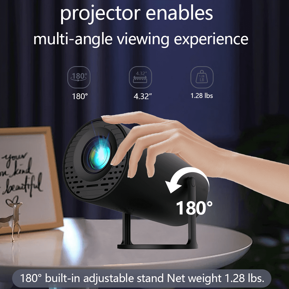 Portable Mini Projector with 4K Compatible, Native 480P, Home Video Projector with WiFi & Bluetooth