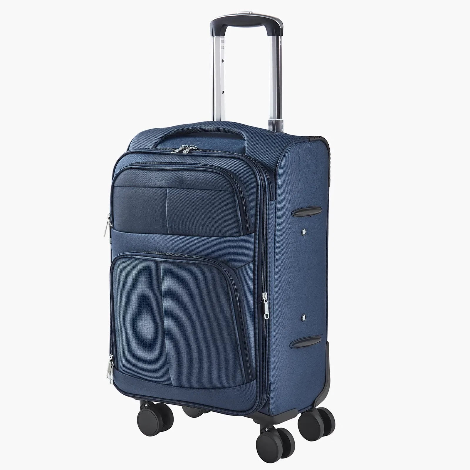 Password suitcase, soft-sided expandable luggage, 20 inches, twill Oxford fabric, with swivel wheels, lightweight, durable, wear-resistant, blue