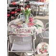 thumbnail image 4 of Easter Bunny Roses Outdoor Tablecloth - 54 Inch Round Dining Table Cover, Pink Floral Spring Linen Waterproof Outdoor Table Cloth with Umbrella Hole & Zipper for Picnic/Patio/Party, 4 of 7