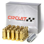 Circuit Performance Écrou de roue hexagonal à extrémité ouverte en acier forgé pour roues de rechange : 12 x 1,25 doré - Ensemble de 20 pièces + outil