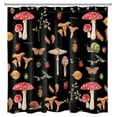 thumbnail image 3 of HVEST Mushroom Shower Curtain, Red  Mushrooms and Strawberries on Black Background Bathroom Shower Curtain   Wild Plants Polyester Fabric Decor Curtain with Hooks, 72X72 inch, 3 of 7