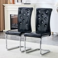 thumbnail image 2 of NEW Set of 2 Dining Chairs, Retro Alligator Texture with Crystal Buckle Design, Spray-Painted Metal Bow Legs, 2 of 10