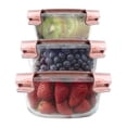 thumbnail image 1 of Juego de 3 Recipientes Vidrio Herméticos para almacenamiento de Alimentos con tapas, Recipientes herméticos transparentes para cocina, horno, congelador y despensa (Redondos), 1 of 4
