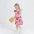 thumbnail image 4 of AUNVITO Girls Floral Print Flutter Sleeve Dress Summer Style Casual Kids' Dress, 4 of 6