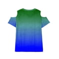 thumbnail image 6 of Efsteb Girls Athletic Shirts Short Sleeve Lightweight Crew Neck Comfy Casual Cold Shoulder Tunic Tops Gradient Print for Daily wear（Dark Blue，7 Years）, 6 of 8