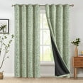 thumbnail image 2 of Curtainking 100% Blackout Curtains for Bedroom Green Scroll Floral Window Curtains Grommet Thermal Insulated Drapes for Living Room Farmhouse Vintage Window Treatments Set 84 Inch Length 2 Panels, 2 of 9