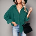 thumbnail image 4 of YDFCWXW Women Fashion Fall Outfits Corduroy Shirts with Pockets Casual Long Sleeve Button Down Blouse Tops Green, XXL, 4 of 6