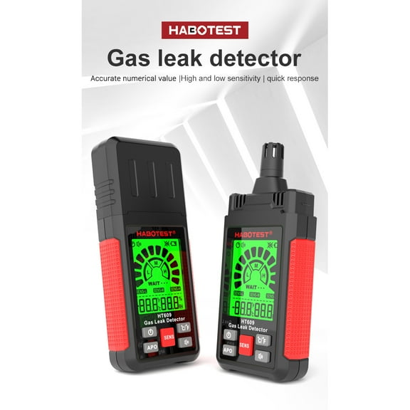 Shinysix Gas Leak Detector HT609 with LCD Display and Audible Alarm-Ideal for Methane, Natural Gas, and Hydrogen Detection