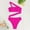 Hot Pink, variant on Rigardu Hot Sale!! Women's One Shoulder One Piece Swimsuit Tummy Control Bathing Suits Modest Cutout Swimwear Women's New Solid Color Hollow Tube Top Straps Slanted Shoulder Bikini Black L
