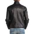 thumbnail image 2 of Noora Men&rsquo;s Black Lambskin Leather Jacket with Stitched Design | Biker Leather Jacket for Mens | Warm Winter Leather Jacket with Band Collar |, 2 of 8