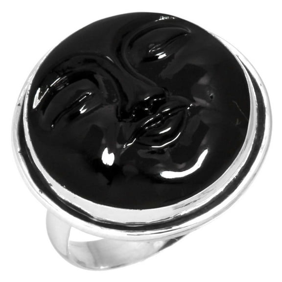 Black Onyx Face Ring 925 Sterling Silver Women Jewelry