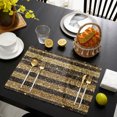 thumbnail image 4 of Black Golden Striped Placemats Set of 4, Luxury Farmhouse Stripes Washable Wipeable Table Mats for Dining Tables, Indoor Outdoor Kitchen Place Mats for Holiday Party Table Decor, 4 of 9