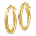 thumbnail image 2 of Leslie's Real 14kt Yellow Gold Gold Polished Textured Oval Hoop Earrings; for Adults and Teens; for Women and Men, 2 of 3
