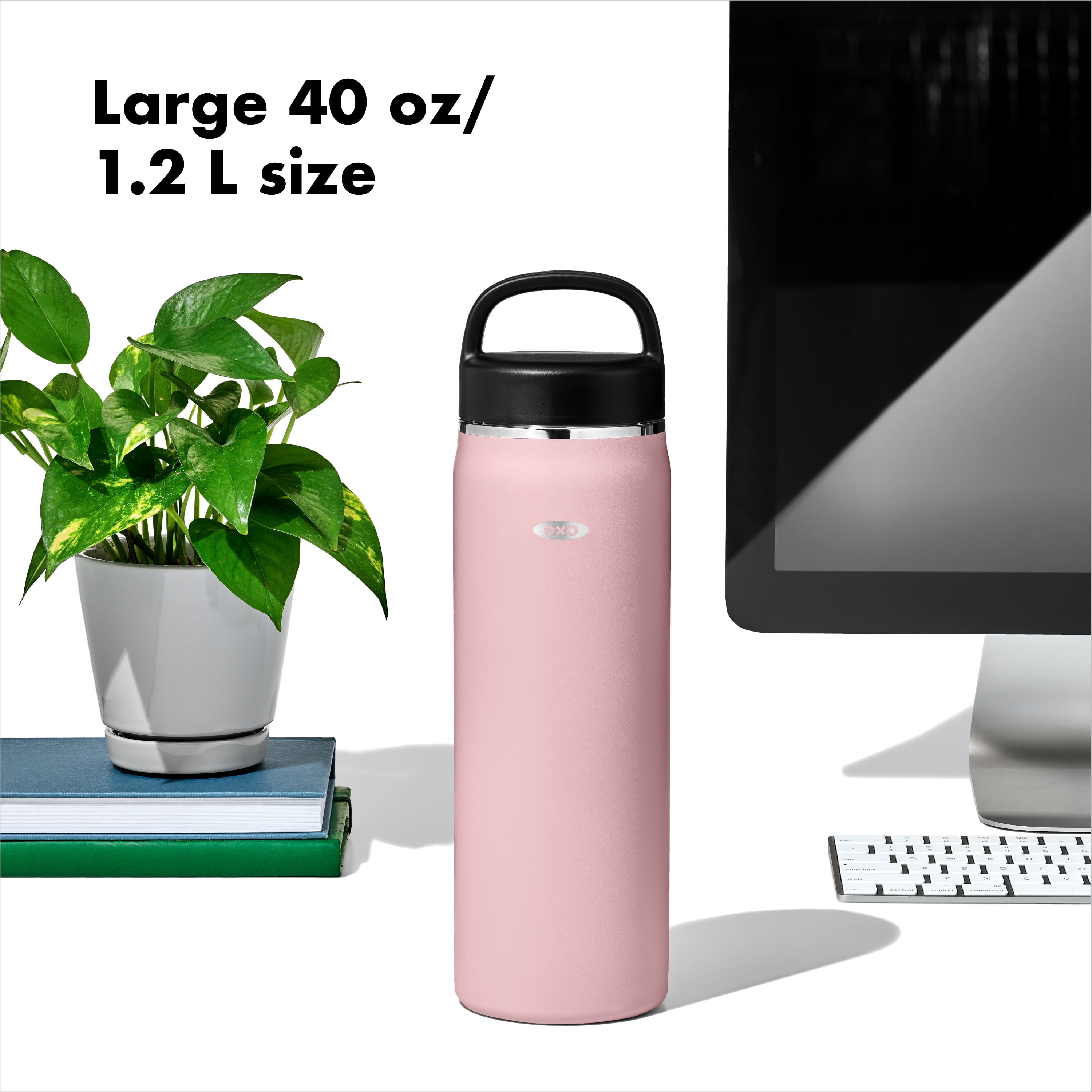 OXO Strive 40 oz. Insulated Water Bottle with Handled Lid - Rose Quartz