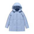 thumbnail image 4 of Breezora Women's Long Hooded Down Alternative Jacket Insulated Warm Winter Parka Cozy Outerwear M Size Blue, 4 of 8