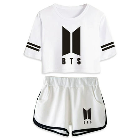 Fancyleo BTS Abum Yourself Kpop Summer Suit Shorts and T-Shirts Women Fit Hip Hop style Casual