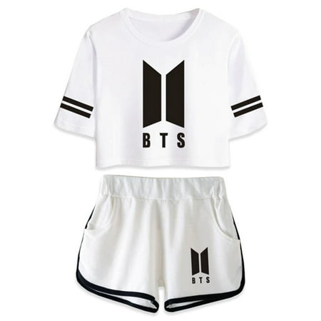 Cheap Boutique Clothing For Women Fancyleo BTS Abum Yourself Kpop Summer Suit Shorts and T-Shirts Women Fit Hip Hop style Casual Clothing ()