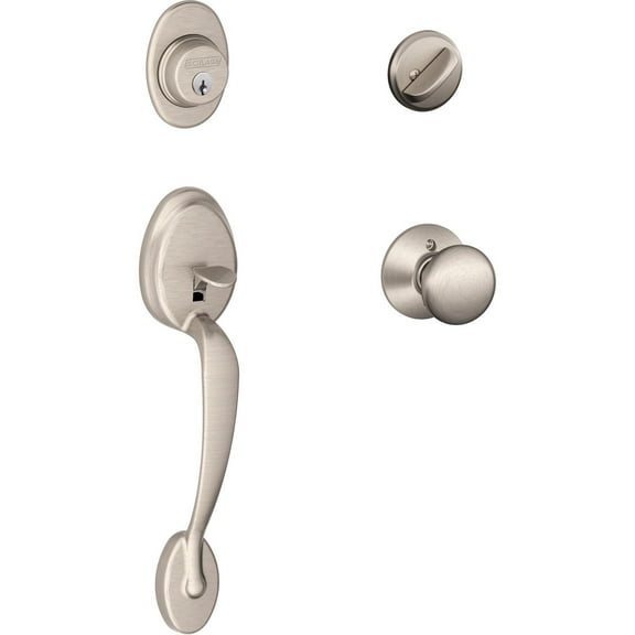 Plymouth Single Cylinder Handleset and Plymouth Knob, Satin Nickel (F60 V PLY 619)