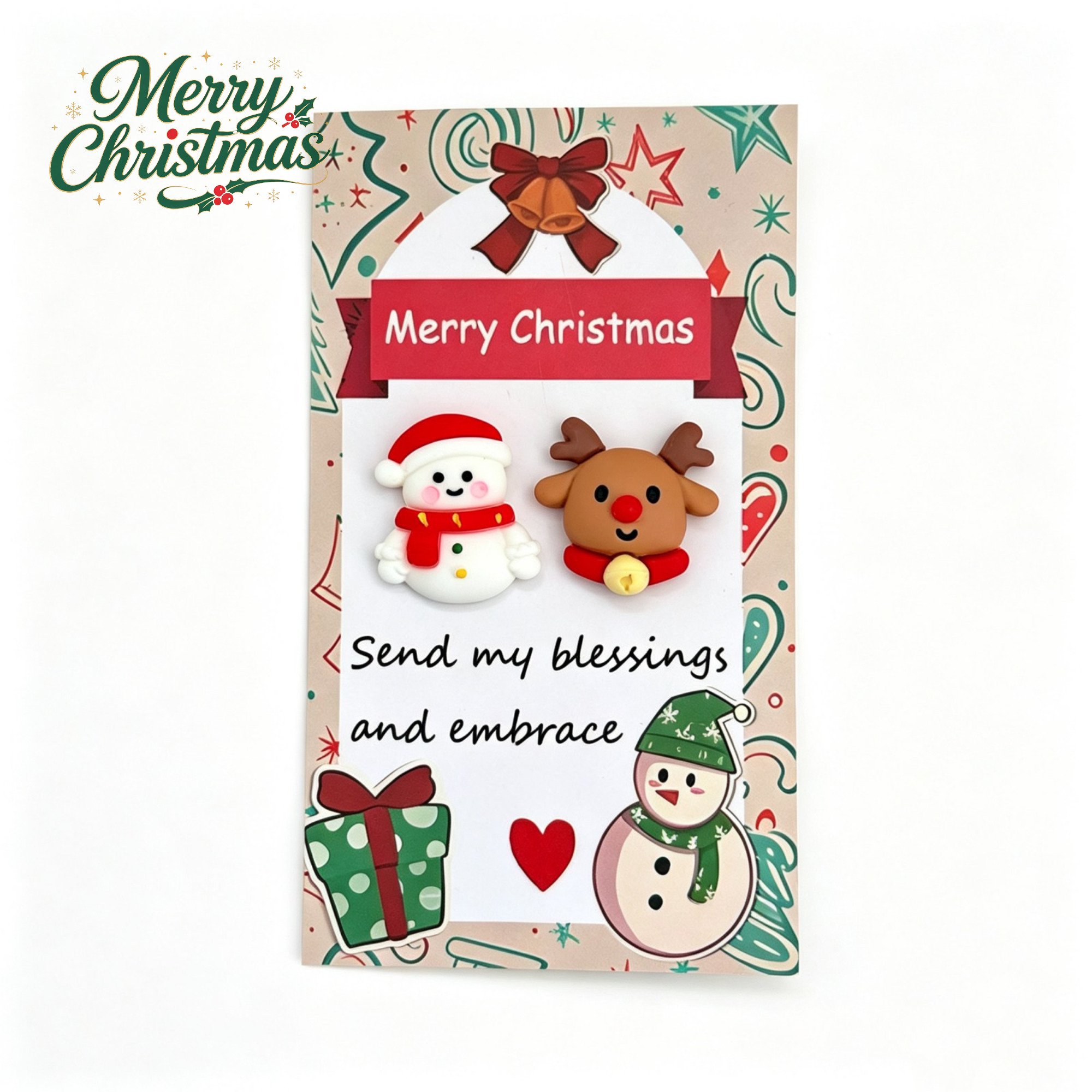 Christmas Greeting Card Paper Double Sided Festive Shape Blank Note Card Handwritten Wishes Message Card for Christmas Eve Gift Giving Household Holiday Stationery Xmas Home Decoration