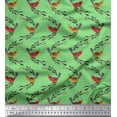 thumbnail image 1 of Soimoi Green Rayon Fabric Leaves,Berries & Bird Folk Art Printed Craft Fabric by the Yard 42 Inch Wide, 1 of 3
