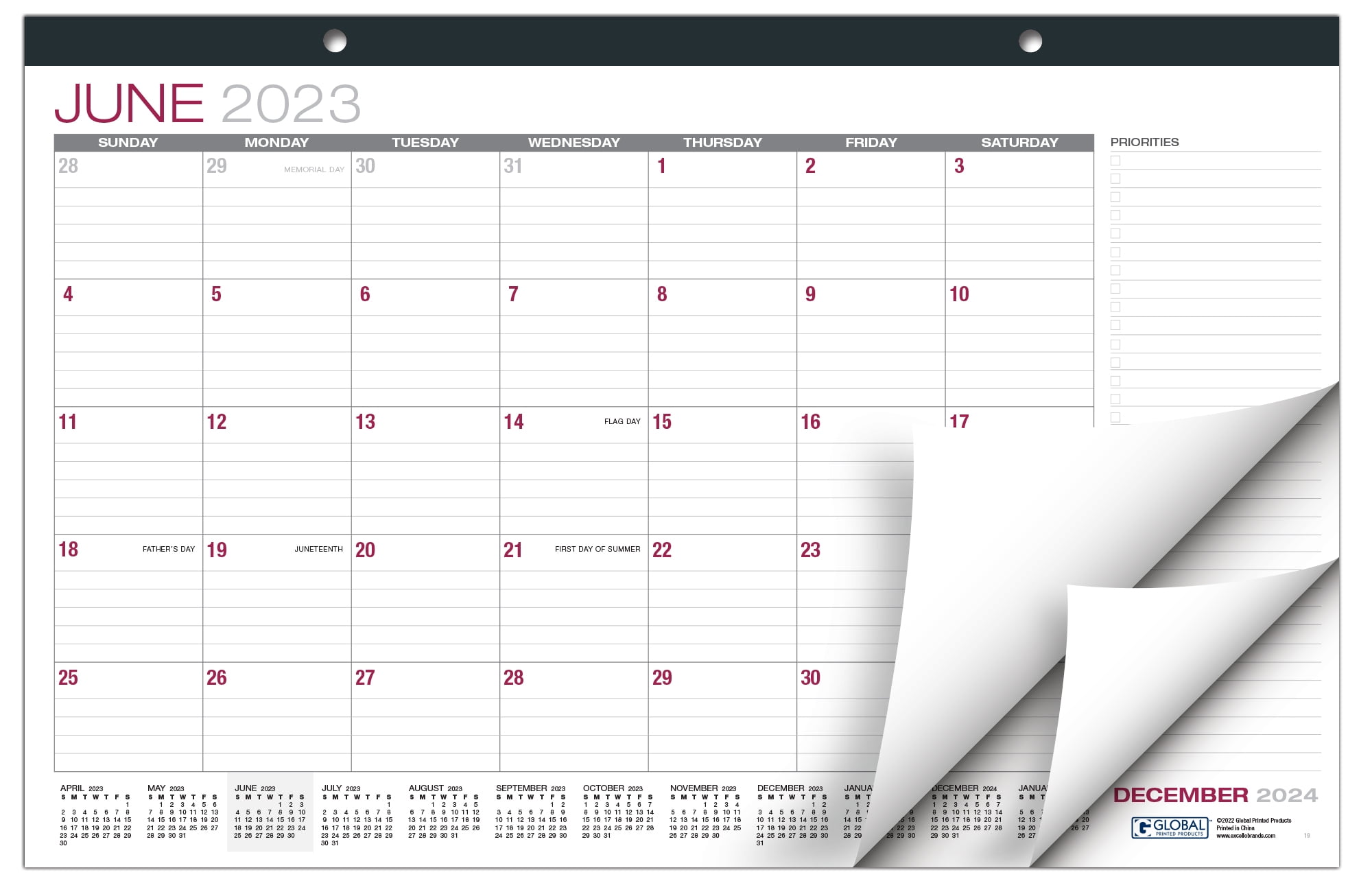 Desk Calendar 20232024, 11"x17", 19 Monthly Wall Calendar Minimalist
