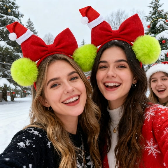 Festive Christmas Headband for Adults with Glitter Bow, Sparkly Party Hair Accessories for Women, Holiday Event Headwear, Christmas Hats and Christmas Decorations