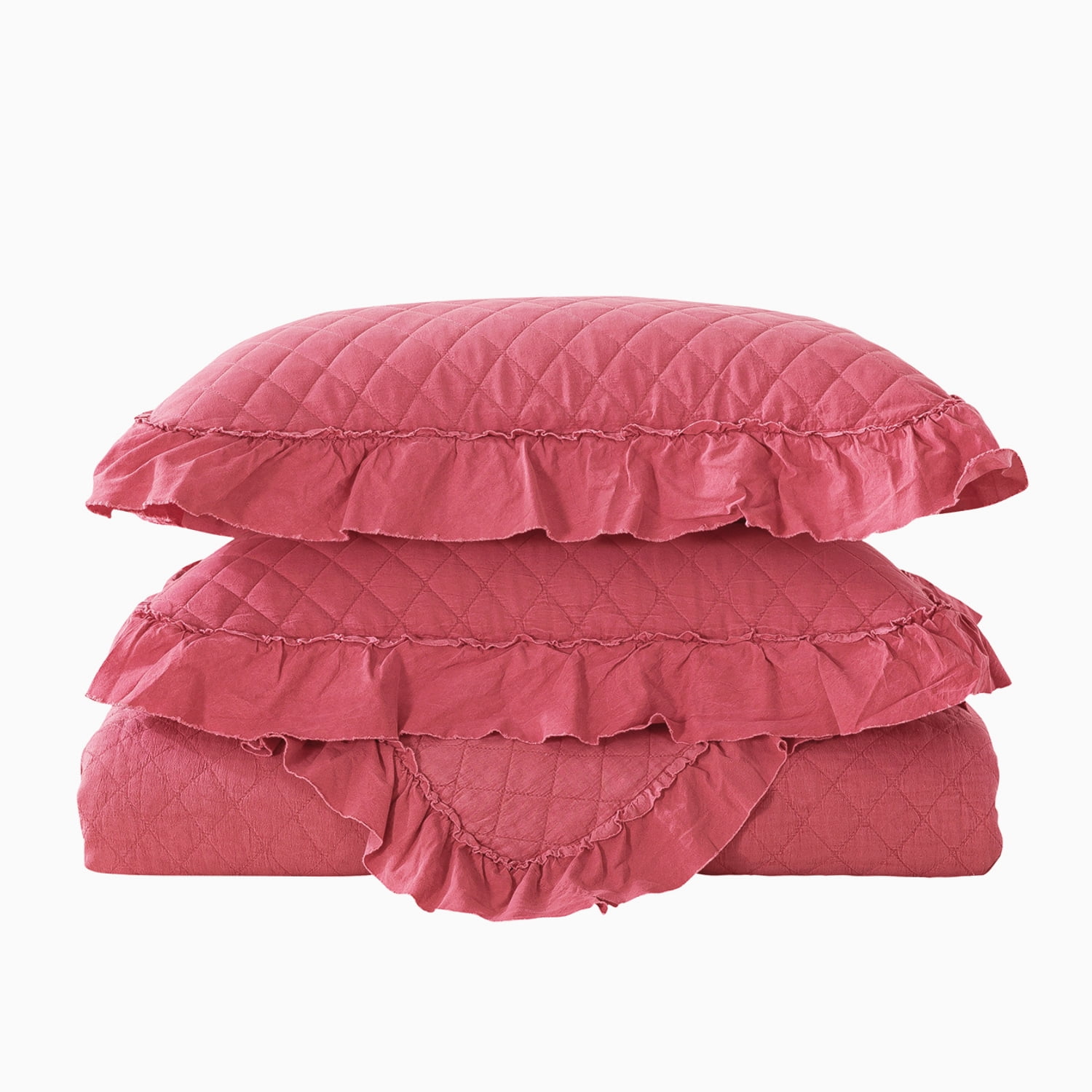 JML 3 Piece Quilt Set Queen,Stone Washed Microfiber Bedspread Coverlet,Camellia 88"x92"