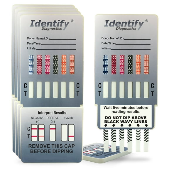 Identify Diagnostics 12 Panel Drug Test Dip Card - 5 Pack - CLIA Waived Instant Urine Drug Test Kit