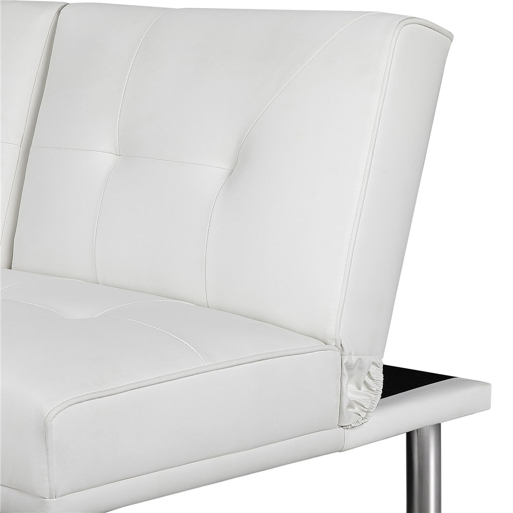 Yaheetech Modern Faux Leather Futon Sofa Bed Home Recliner Couch White Walmart
