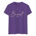 thumbnail image 4 of MIXUE Womens Summer Tops Letter Print Round Neck Short Sleeve Casual Fashion Shirts For Women Tee Shirts Activewear,Purple,M, 4 of 4