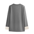 thumbnail image 5 of Fleece Lined Sweatshirt Women Thick Warm Crew Neck Solid Print Long Sleeve Pullover Tops, 5 of 7