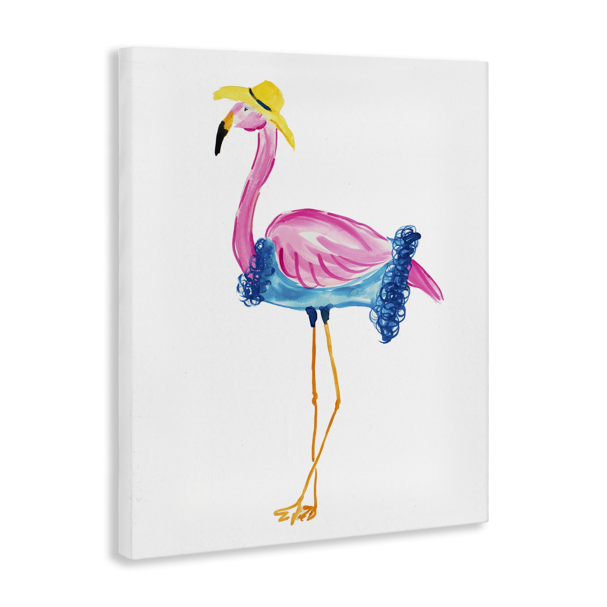 Stupell Industries Glamorous Beach Flamingo Animals & Insects Painting Gallery Wrapped Canvas Art Print Wall Art, 24 x 30