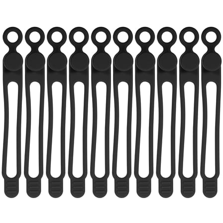 NICEXMAS Nicexmas Multi-Functional Black Silicone Cord Ties for Easy Cable Organization