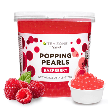 Tea Zone Raspberry Sugar Popping Pearls for Beverage, Sweet snacks, Boba Milk Tea, Ready to Serve (7 lbs)