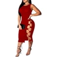 thumbnail image 1 of Vestido mini de club con cordones y sin mangas sexy para mujer, 1 of 6