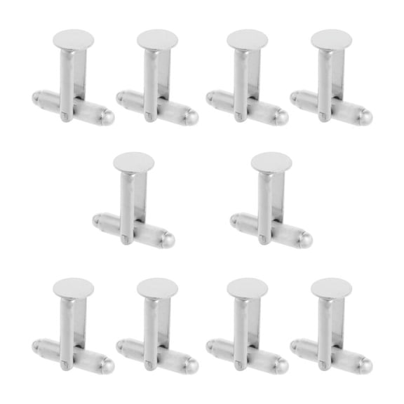 Piercing Classic 10 Pcs Men's Cufflinks Cuff Link Silver Tone Backs Blanks 0.31"