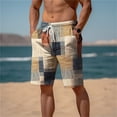 thumbnail image 1 of Men's Shorts Summer Shorts Casual Shorts Pocket Drawstring Elastic Waist Graphic Color Block Geometric Pattern Breathable Soft Short Men's Swimwear Khaki L, 1 of 4