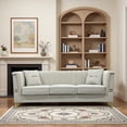 thumbnail image 3 of (Sofa with 2Pillow) 82.67" Modern Velvet 3-Seater Sofa｜Vertical Channel Tufted Backrest｜Gold Metal Legs｜Chesterfield Style｜Black Couch for Living Room with 2 Pillows (Beige), 3 of 11
