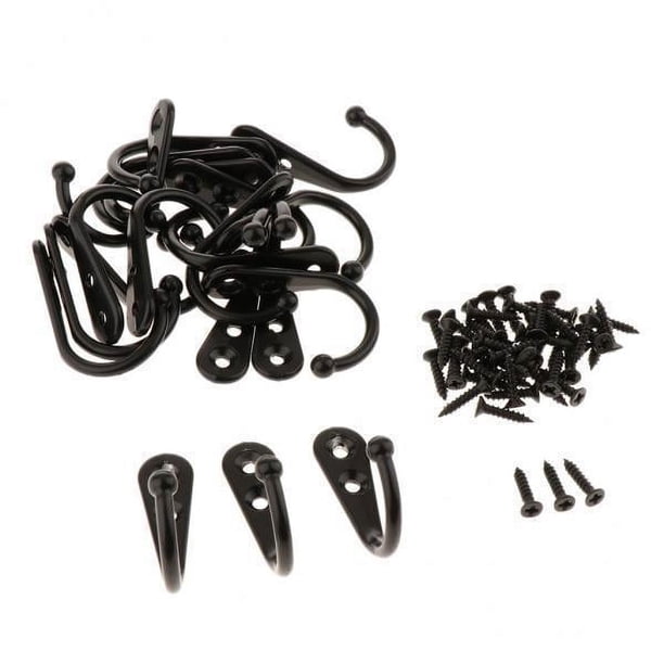 2x20 X Ropa Sombrero Abrigo Colgando Metal Solo Gancho Pared Puerta Percha Negro 2 piezas