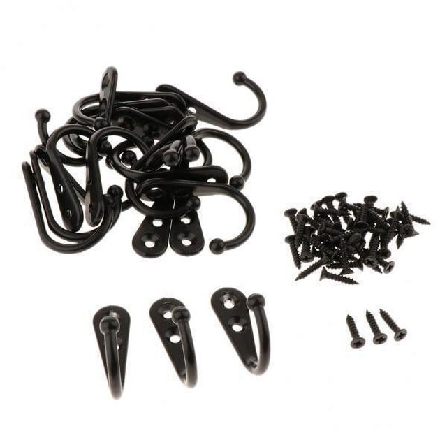 2x20 X Ropa Sombrero Abrigo Colgando Metal Solo Gancho Pared Puerta Percha Negro 2 piezas