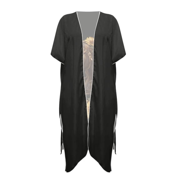 HELLHERO Casual Women's Short Sleeved Beach Swimsuit Cover Up for Vacation Polyester Loose Bathing Suit Cover Up Horse