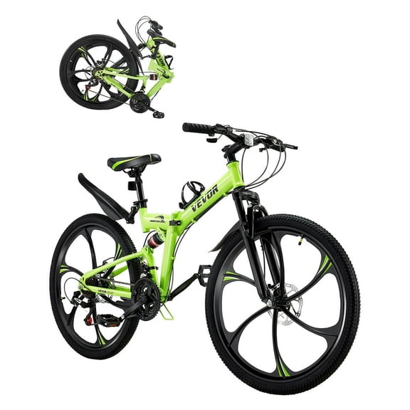 VEVOR 26-inch Collapsible Mountain Cycle, MTB Bike featuring Comprehensive Shock Absorption, 21-gear Transmission, Cushioned Seat, Disk Braking System