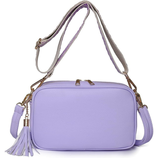 LHSHID Small Crossbody Shoulder Bag for Women, Tassel PU Leather Handbag Ladies Going Out Satchel With Two Shoulder Straps