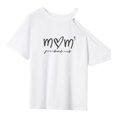 thumbnail image 4 of Camiseta para mujer, camisetas para mujer, camisetas de manga corta, ropa de calle informal con cuello redondo, camisetas para el día de la madre para Blanco, 4 of 8