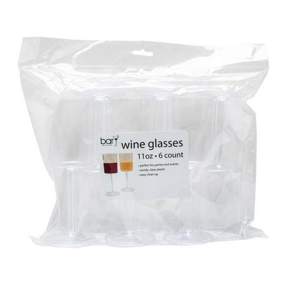Juego de copas de vino Blueoco BarY3, plástico transparente, 330 ml, 6 piezas
